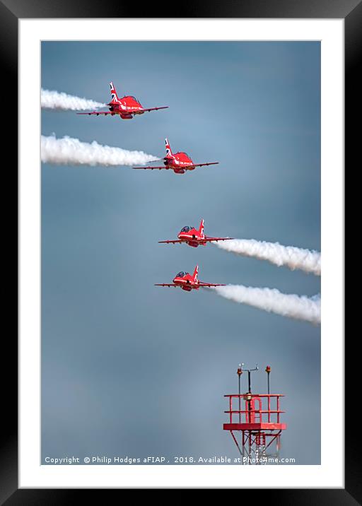 Red Arrows Pairs Crossover 2018 Framed Mounted Print by Philip Hodges aFIAP ,