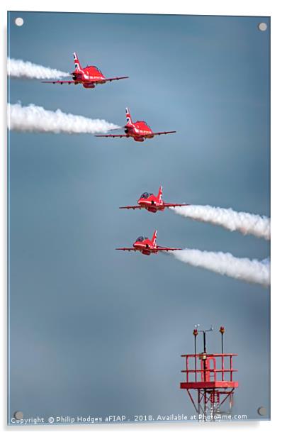 Red Arrows Pairs Crossover 2018 Acrylic by Philip Hodges aFIAP ,