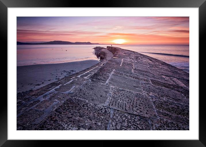 Lyme Regis Sunrise Framed Mounted Print by Graham Custance