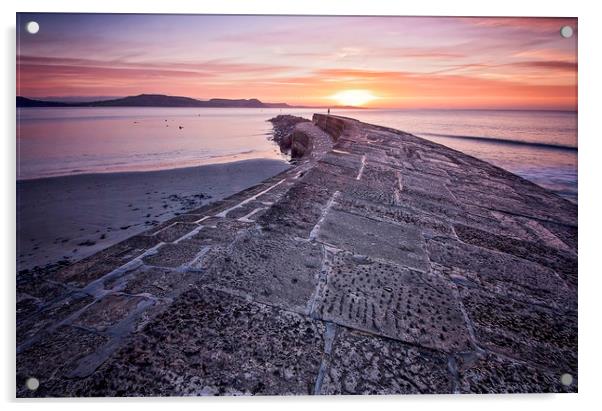 Lyme Regis Sunrise Acrylic by Graham Custance