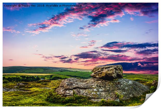  Sunset Over Dartmoor. Print by Tracey Yeo