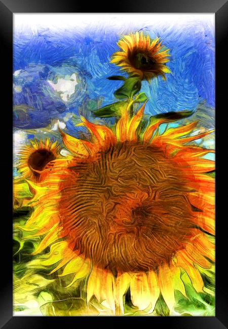 Sunflowers Van Gogh Art Framed Print by David Pyatt