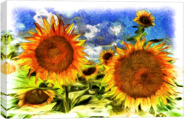 Sunflowers Van Gogh Canvas Print by David Pyatt