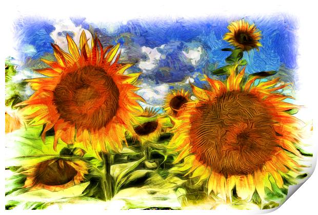 Sunflowers Van Gogh Print by David Pyatt