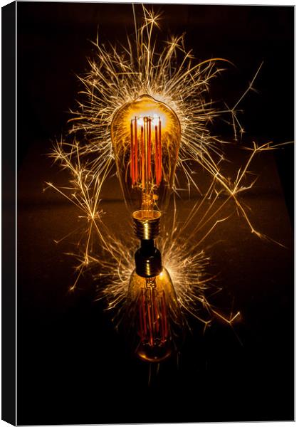 Sparkling Vintage Light Bulb Canvas Print by Kevin Duffy