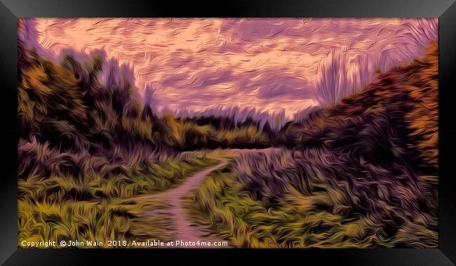 A Gentle Walk at sunset Framed Print by John Wain