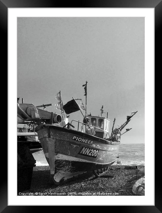 Fishing Boat at St Leonards on Sea Framed Mounted Print by Sarah Hawksworth