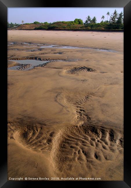 Receding Tide, Wide Sandy Beach, Goa Framed Print by Serena Bowles
