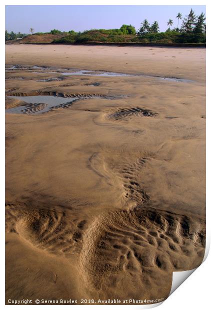 Receding Tide, Wide Sandy Beach, Goa Print by Serena Bowles