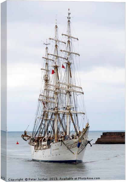 The Norwegian Full rigged three masted sail traini Canvas Print by Peter Jordan
