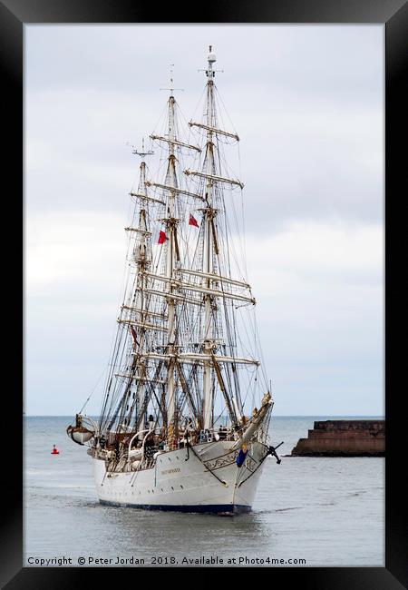 The Norwegian Full rigged three masted sail traini Framed Print by Peter Jordan