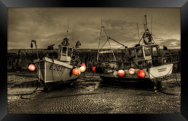 Fishing Boats at Lyme Regis Framed Print by Rob Hawkins
