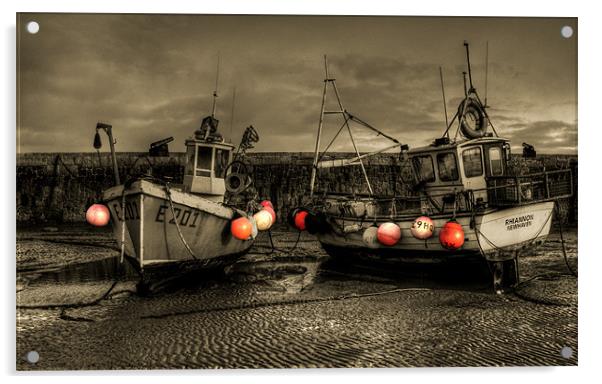 Fishing Boats at Lyme Regis Acrylic by Rob Hawkins