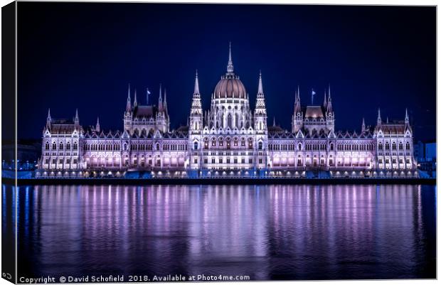 Hungarian Parliament Building Budapest Canvas Print by David Schofield