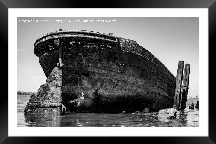 Rusting barge  Framed Mounted Print by Andrew Nutting