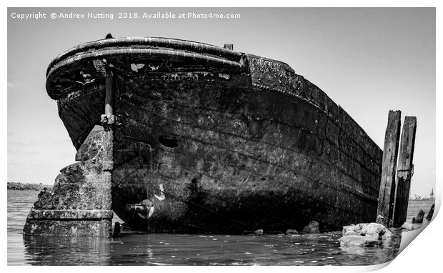 Rusting barge  Print by Andrew Nutting