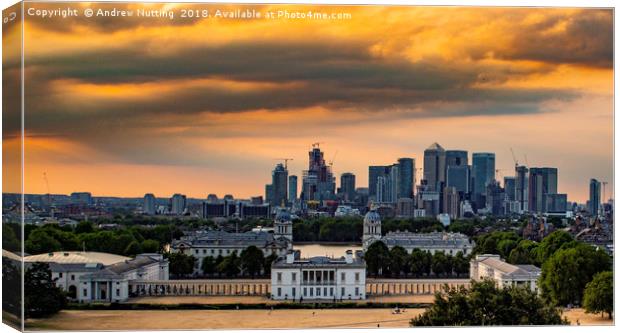 The Old Royal Naval College sunset. Canvas Print by Andrew Nutting