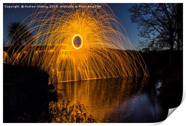 Wire wool spinning Print by Andrew Nutting