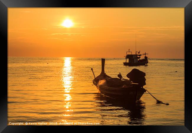 Sunset, Bang Tao beach, Phuket, Thailand Framed Print by Kevin Hellon