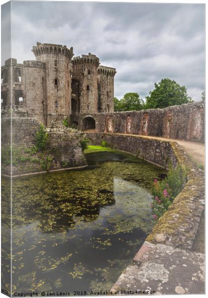 Pathway By The Castle Moat Canvas Print by Ian Lewis
