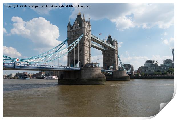 Tower Bridge in London with British and Rainbow fl Print by Mark Roper