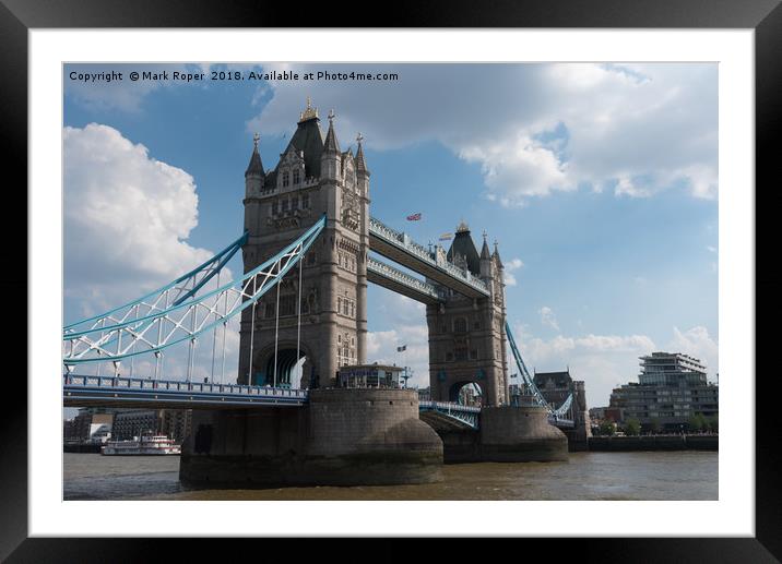 Tower Bridge in London from below Framed Mounted Print by Mark Roper