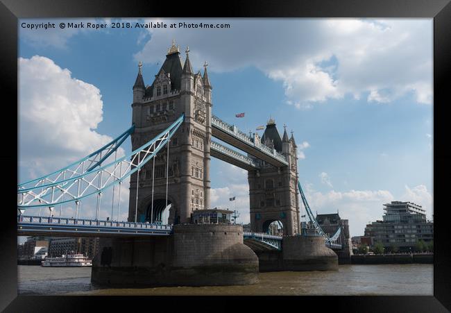 Tower Bridge in London from below Framed Print by Mark Roper