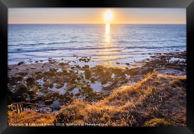 Tregardock Beach sunset in North Cornwall Framed Print by KB Photo