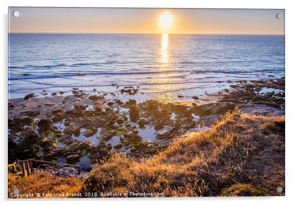 Tregardock Beach sunset in North Cornwall Acrylic by KB Photo