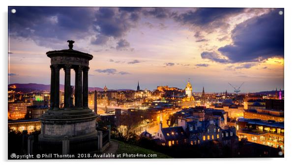 Sunset over Edinburgh Acrylic by Phill Thornton