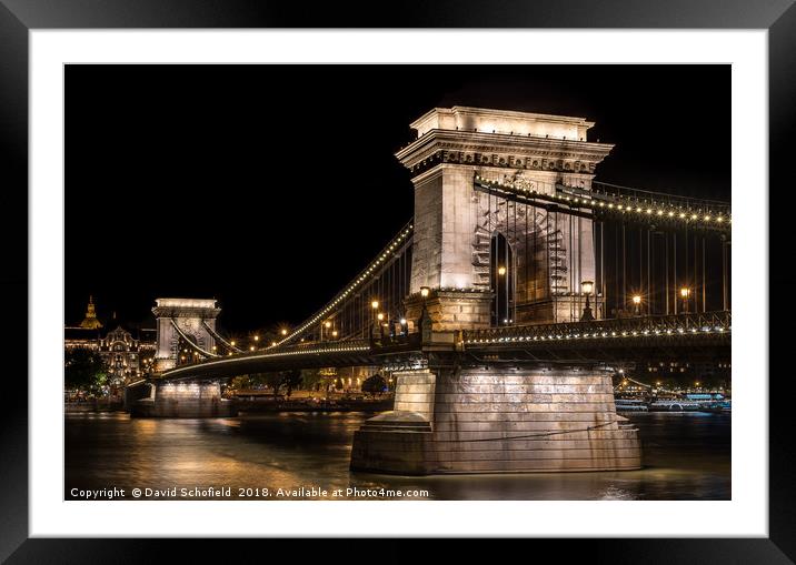 The Széchenyi Chain Bridge Budapest Framed Mounted Print by David Schofield