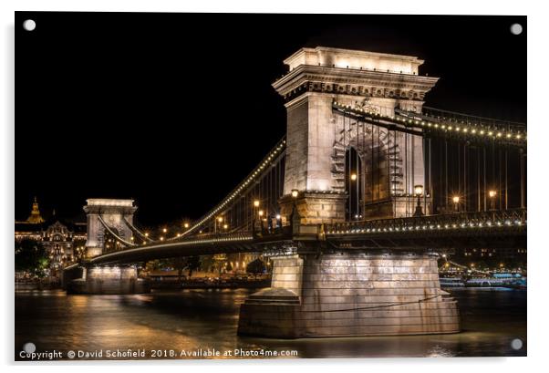 The Széchenyi Chain Bridge Budapest Acrylic by David Schofield