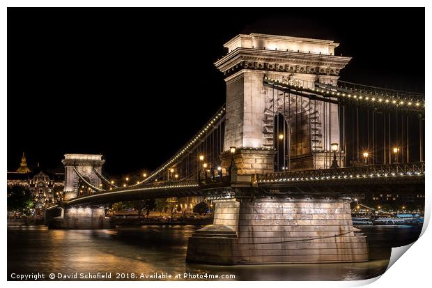 The Széchenyi Chain Bridge Budapest Print by David Schofield