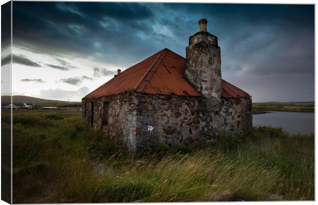 Old Tin Roofed Steading, North Uist Canvas Print by Gair Brisbane