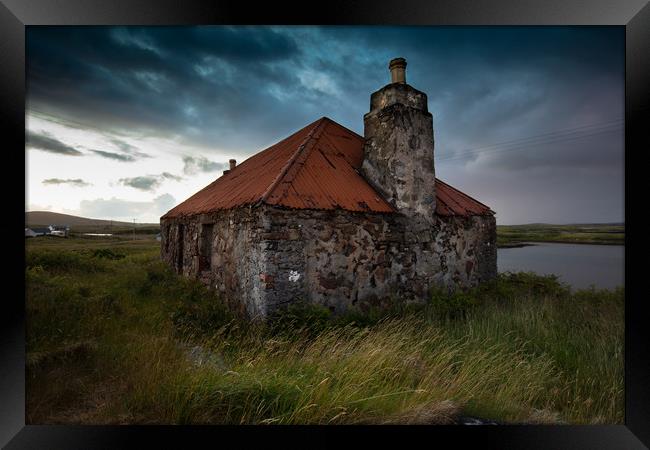 Old Tin Roofed Steading, North Uist Framed Print by Gair Brisbane