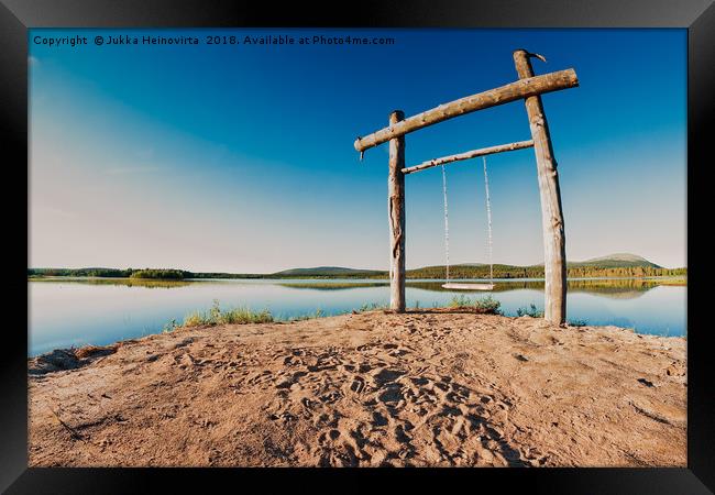 Swing By The Lake Framed Print by Jukka Heinovirta
