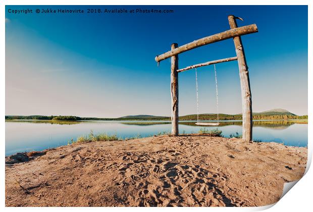 Swing By The Lake Print by Jukka Heinovirta