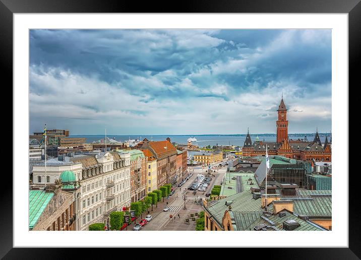 Helsingborg Town Hall From Above Framed Mounted Print by Antony McAulay