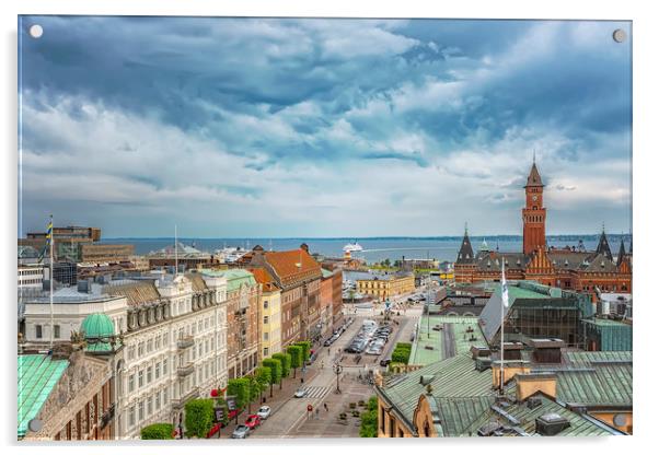 Helsingborg Town Hall From Above Acrylic by Antony McAulay