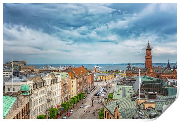 Helsingborg Town Hall From Above Print by Antony McAulay