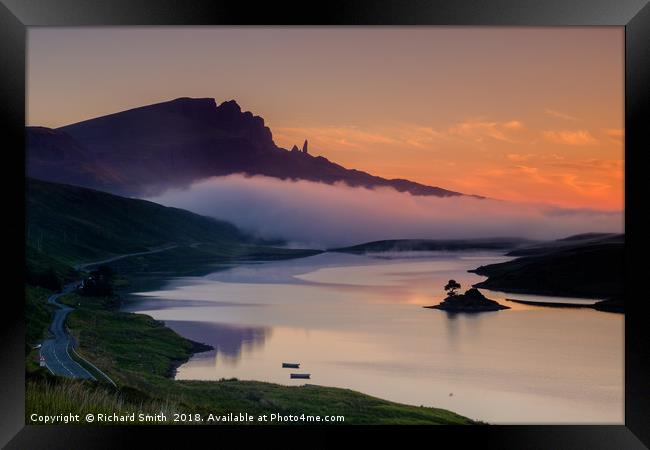 Haar creeps across Loch Fada at dawn #2  Framed Print by Richard Smith