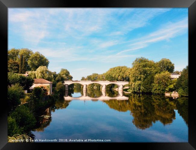 Confolens Bridge over La Vienne Framed Print by Sarah Hawksworth