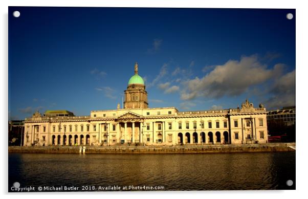 The Custom House, Dublin City Acrylic by Michael Butler