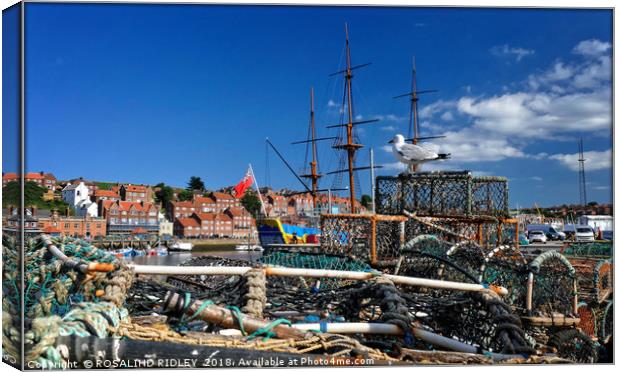 "Bird's Eye view of Whitby Harbour" Canvas Print by ROS RIDLEY