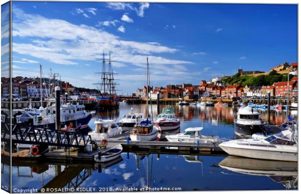 "Reflections at Whitby Marina" Canvas Print by ROS RIDLEY