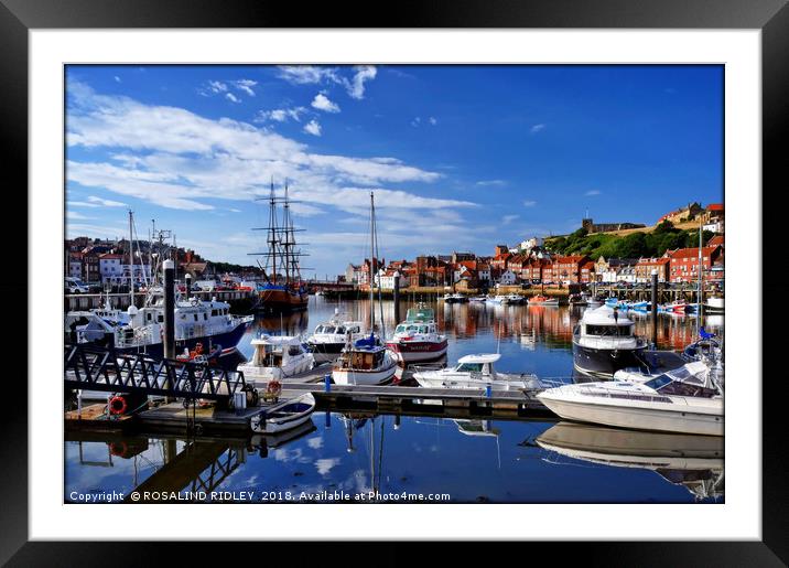 "Reflections at Whitby Marina" Framed Mounted Print by ROS RIDLEY
