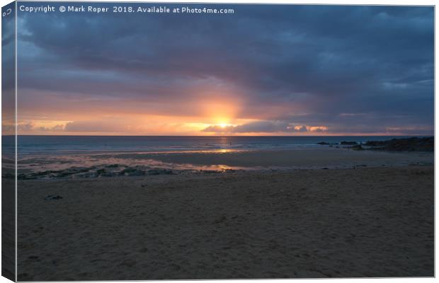 Fistral Beach, Newquay - Sunset Canvas Print by Mark Roper