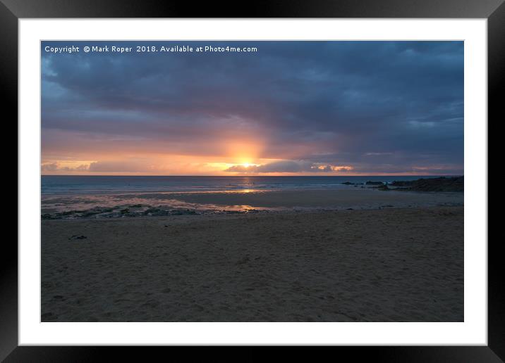 Fistral Beach, Newquay - Sunset Framed Mounted Print by Mark Roper