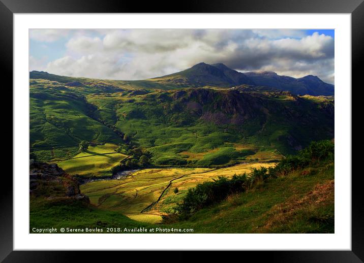 Hills and Valley in the Lake District, Cumbria Framed Mounted Print by Serena Bowles