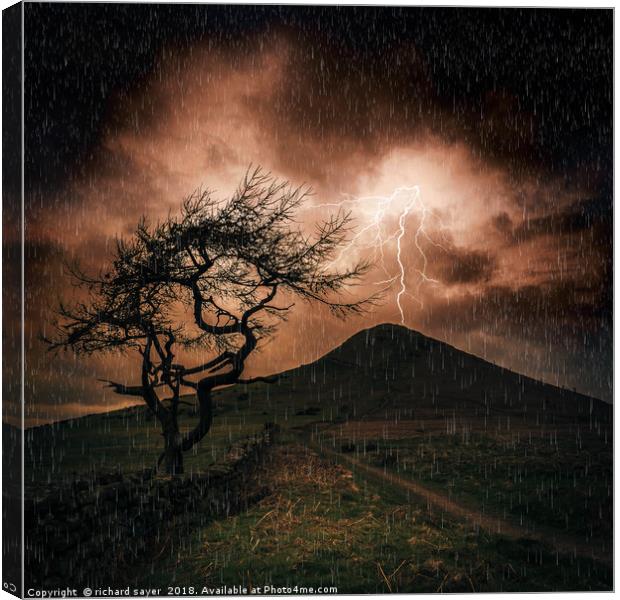 Roseberry Topping A Stormy Majesty Canvas Print by richard sayer